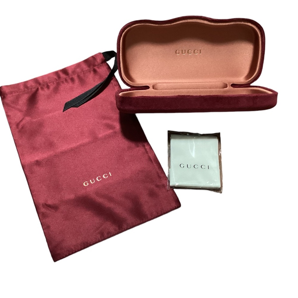 Empty Gucci Maroon Glasses or Sunglasses Case Dust Cover + Cloth READ